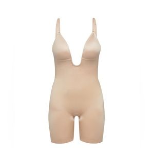 Suit Your Fancy Plunge Low-Back Mid-Thigh Bodysuit